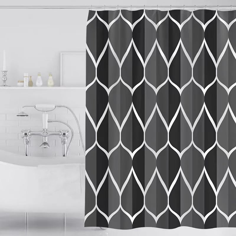 LLSCL Fabric Shower Curtain Liner with Magnets, Black Grid Waterproof Hotel Quality, 72 x 72 Machine Washable - Image 1